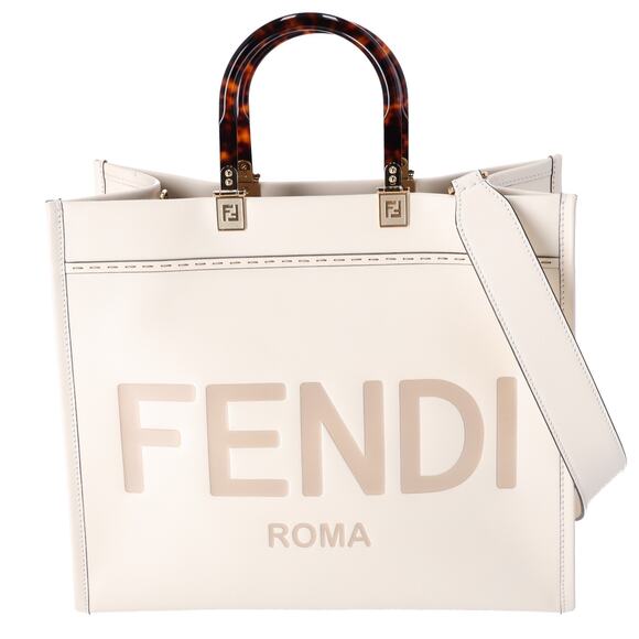 FENDI Sunshine Medium Tote Bag 8BH386-ABVL Cream Leather - Picture 1 of 7